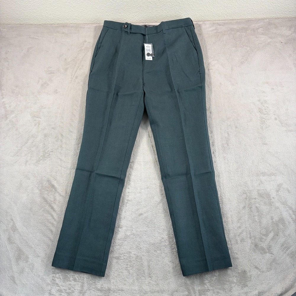 Todd Snyder Straight Fit 100% Linen Tab Trousers in Poseidon Men 34x32 NWT - Picture 4 of 11
